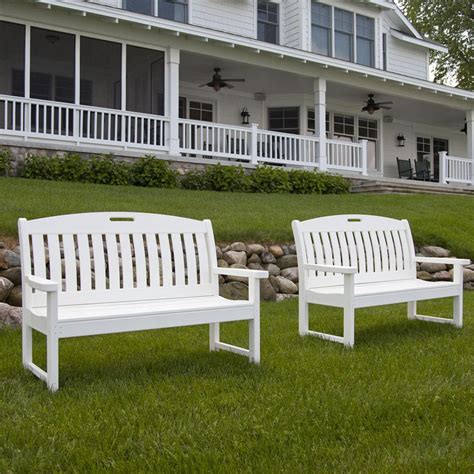 Nautical White Recycled Plastic Wood Inch Patio Bench By Polywood