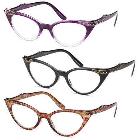 Gamma Ray Womens Reading Glasses 4 Pairs Chic Cat Eye Ladies Fashion