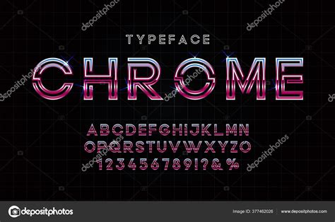 80 S Retro Alphabet Font Metallic Effect Type Letters Numbers Vector Stock Vector By ©vworld