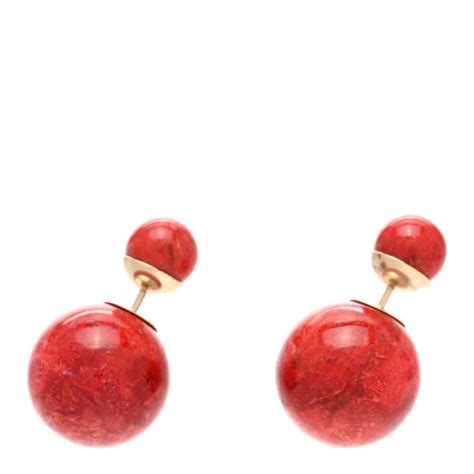 CHRISTIAN DIOR Mise En Dior Tribal Earrings Red 1261013 FASHIONPHILE