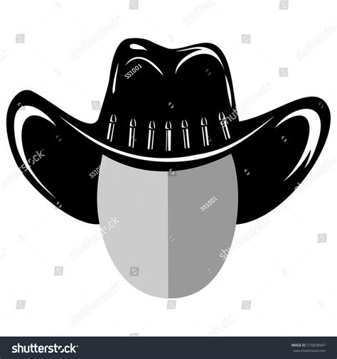 Vector Illustration Cowboy Head Silhouette Hat Stock Vector (Royalty ...