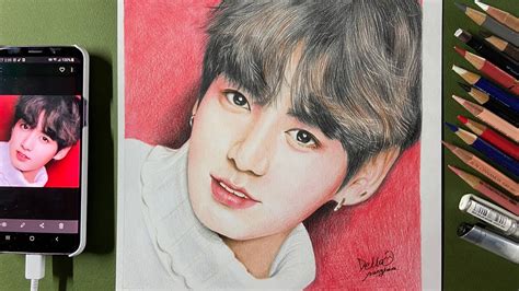 Drawing Bts Jungkook 방탄소년단 전정국 그리기 Della Youtube