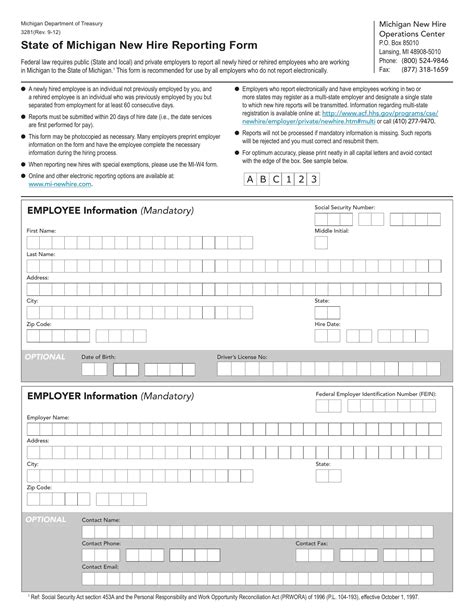 State Of Michigan New Hire Reporting PDF Form FormsPal