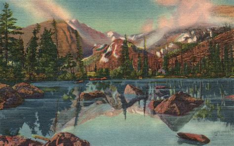 Vintage Postcard 1930s Bear Lake Glacier Gorge Rocky Mountain