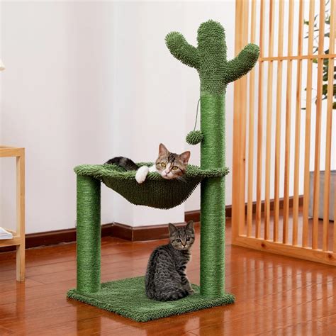 Cactus Cat Scratching Post With Sisal Rope Cat Scratcher Tree Towel With Comfortable Spacious