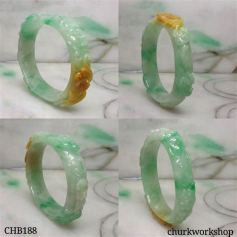 Multi-color jade carved bangle – Churk Work Shop