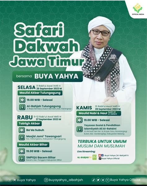 Hadir Dan Syiarkanlah Safari Dakwah Buya Yahya Di Jawa Timur Yayasan