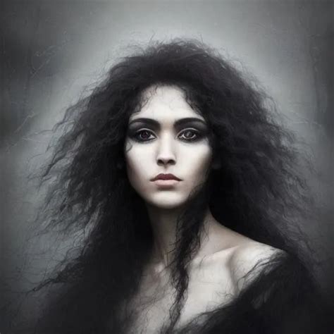 Portrait Of A Beautiful Raven Haired Goddess Emergin