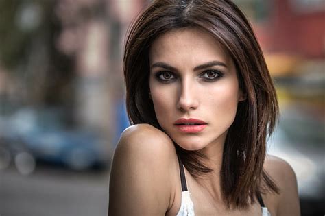 HD Wallpaper Women Model Face Brunette Brown Eyes Smoky Eyes