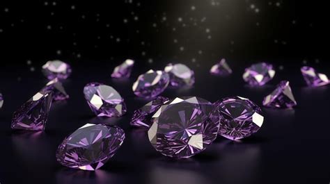 Diamantes Brillantes Sobre Fondo Morado Oscuro Imagen Premium