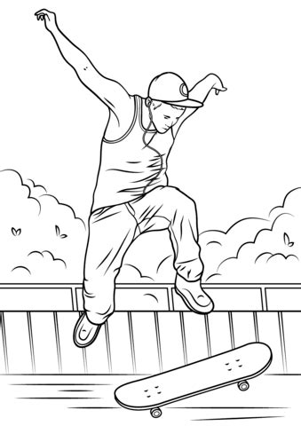 Disegno di Saltò sullo skateboard da colorare Disegni da colorare e