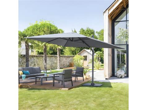 Parasol D Centr El A Inclinable Rectangulaire Ardoise Hesp Ride Gris