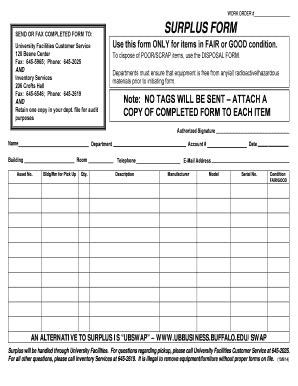 Fillable Online Buffalo Surplus Form Pdf University At Buffalo Fax