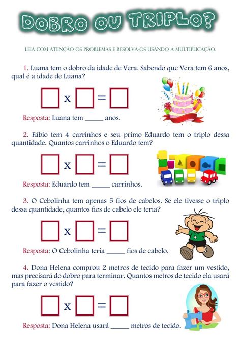 Dobro Ou Triplo Probleminhas Worksheet Online Workouts Dobro Workbook