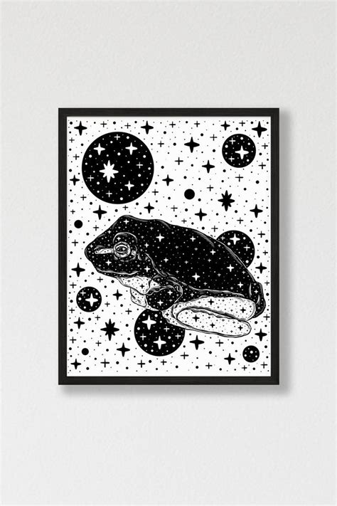 Black And White Halloween Frog Printable Wall Art Goth Home Decor