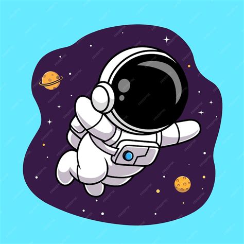 Lindo Astronauta Flotando En El Espacio Dibujos Animados Vector Icono Ilustración Ciencia