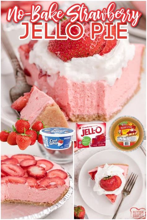 No Bake Strawberry Jello Pie Is An Easy No Bake Dessert Made With Only