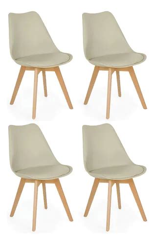 Kit 4 Cadeiras Eames Leda Prime Estofada Magazine Decor Cor Nude Frete grátis