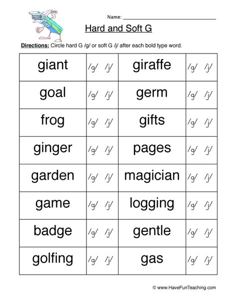 Hard And Soft G Worksheet