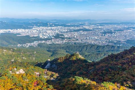 Aerial View Of Seoul From Bukhansan National Park Republic Of Korea