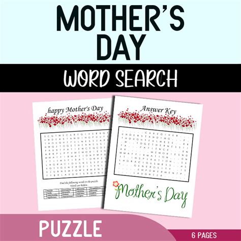 Mother S Day Word Search Puzzle A Fun And Educational Activity Made