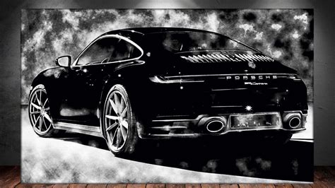 Leinwand Bild Er Xxl Pop Art Porsche Carrera Dark Abstrakt Auto