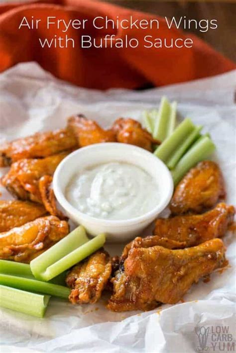 Air Fryer Wings with Buffalo Sauce (Keto) - Low Carb Yum