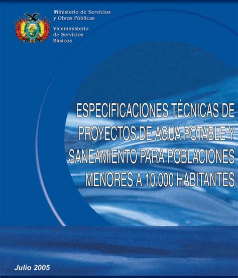 Especificaciones Técnicas De Proyectos De Agua Potable Y Saneamiento