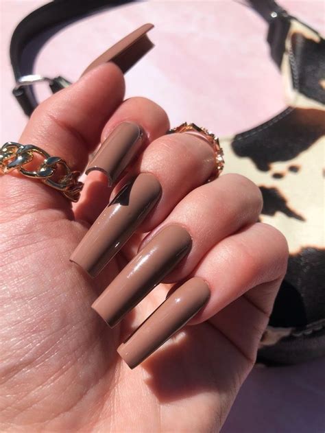 Pin On R A N D O M L Y Long Acrylic Nails Brown Acrylic Nails Long