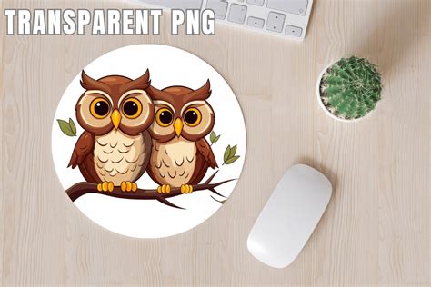 Cute Owl Mousepad Graphic By Whimsy Girl Creative Fabrica