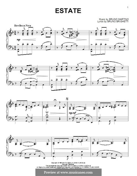 Estate By B Martino Sheet Music On MusicaNeo