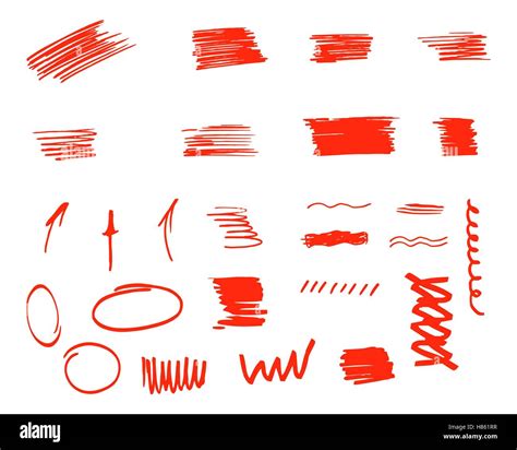 Different Design Elements Brush Strokes Isolated On White Background