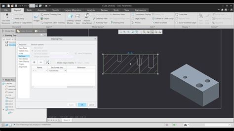 Creo Drawing Tutorial How To Create Full Unfold Cross Section Youtube