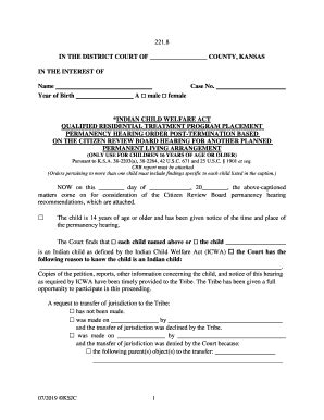 Fillable Online PERMANENCY HEARING ORDER POST TERMINATION BASED Fax