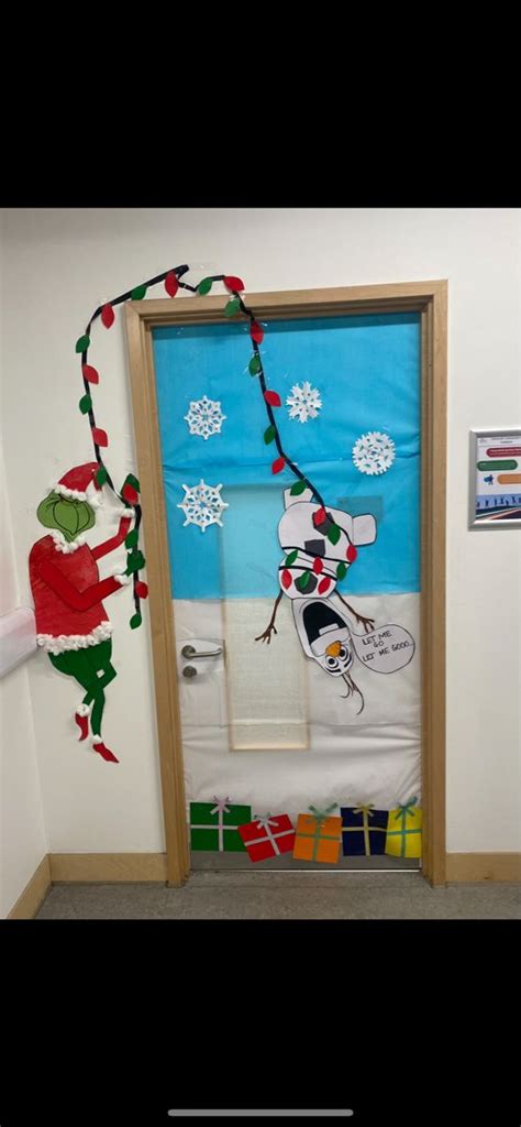 Grinch Olaf Christmas Classroom Door Idea Christmas Christmas