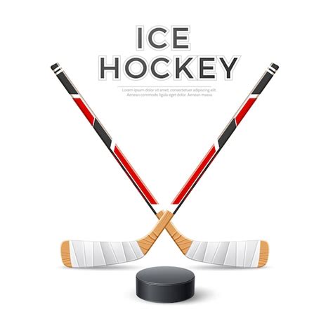 Premium Vector Realistic Ice Hockey Crossed Sticks With Puck Hockey