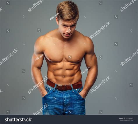 Muscular Man Naked Torso Hands Pockets Stock Photo Shutterstock