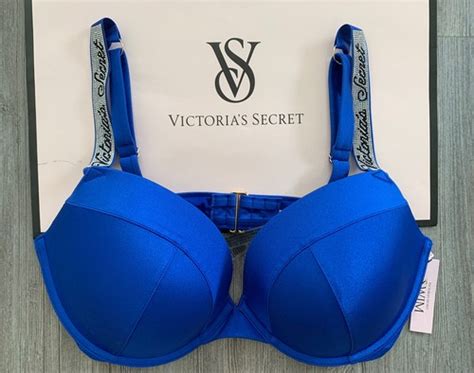 40D Victoria Secret Shine Strap Sexy Tee Blue Oar Push Up Bikini Swim Top NEW EBay