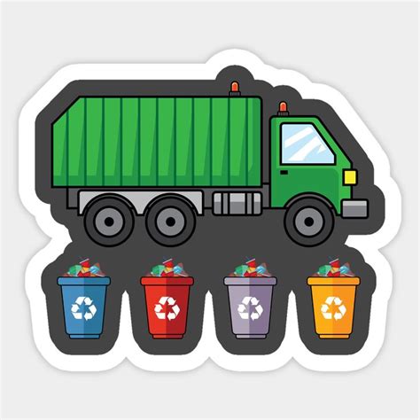 Dump Truck Recycling Trash Truck Garbage Truck Shirt Kids Sticker | Garbage truck, Rubbish truck ...