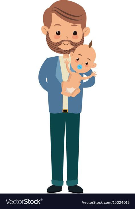 Cute Father Holding Her Baby Son Image Royalty Free Vector