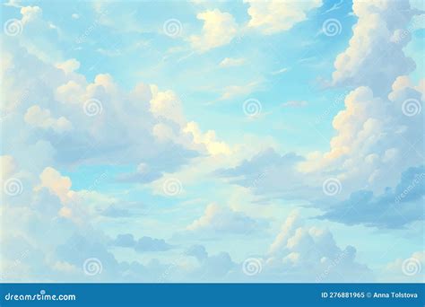 Drawing Blue Sky with Clouds Stock Vector - Illustration of anime ...