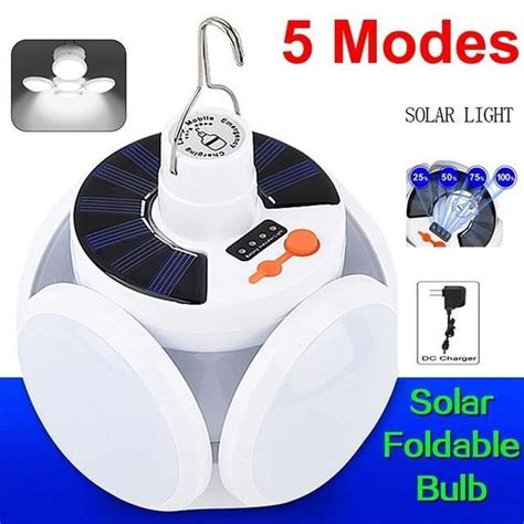 Balise Borne Solaire Ampoule Led Solaire Pliante Portable Lampe De