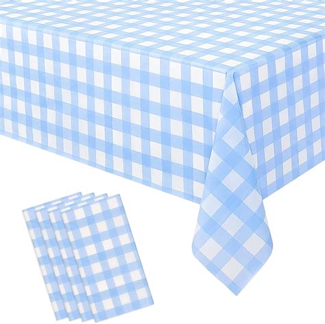 Pcs Light Blue Checkered Tablecloth Inches Rectangle Blue