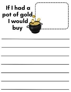 If I Had A Pot Of Gold Writing Activity For St Patrick S Day Party Center