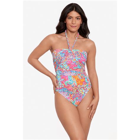 Amara Patchwork Bustier Swimsuit Multi Coloured Lauren Ralph Lauren