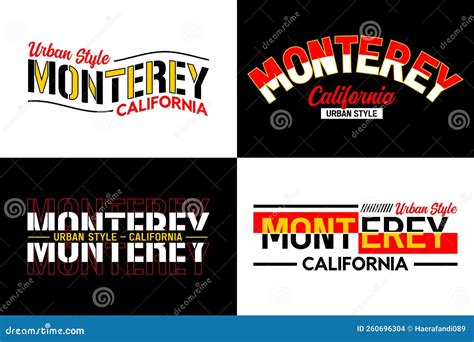 Set Monterey California Vintage Design Typography Printed T Shirt