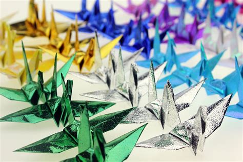 1000 Origami Cranes Foil Rainbow Multi Color Metallic Japanese Paper ...