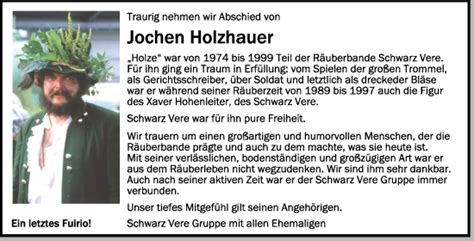 Traueranzeigen Von Jochen Holzhauer Schwaebische De Trauerportal