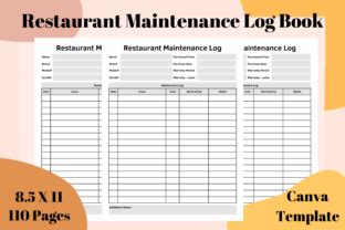 Restaurant Maintenance Log Book Graphic By Bks Studio Creative Fabrica