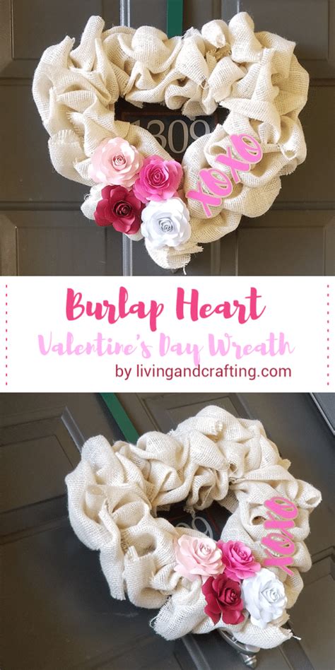 Burlap Heart Valentine's Day Wreath - Living and Crafting